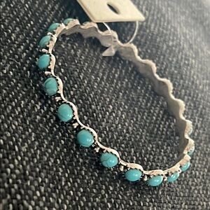 New Natural Turquoise and Silver Women's Bracelet